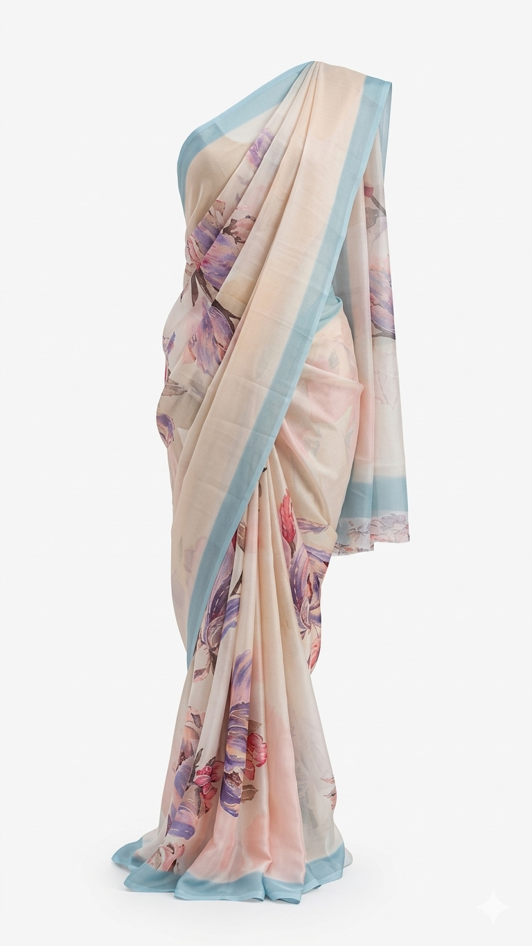 Satin Creep Printed Saree